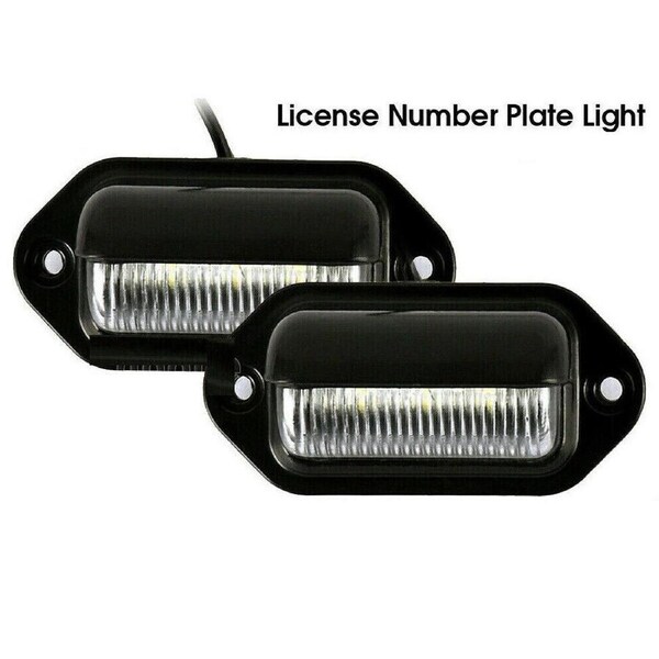 2pcs Light Lamps 6 LED License Number Plate Truck SUV Trailer Lorry 12/24V