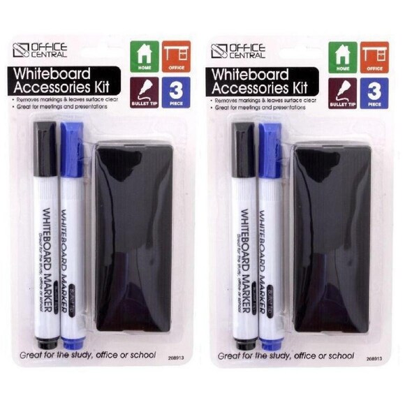 2x Set Whiteboard Marker Kit with eraser Bullet and Bullet Tip Pen