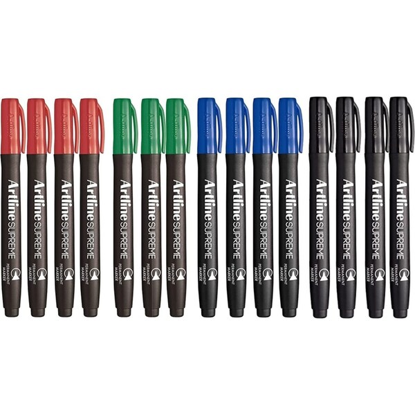 2x 15pcs (30pcs Total) Artline Supreme Permanent Markers - Assorted Colours