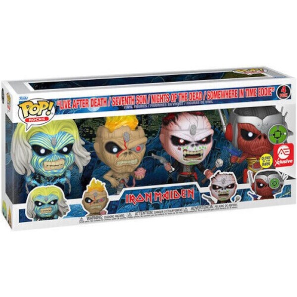 Iron Maiden - FUNKO POP! ROCKS: Iron Maiden - Eddie 4PK Glow in the Dark Box Set ae EXCLUSIVE STICKERED