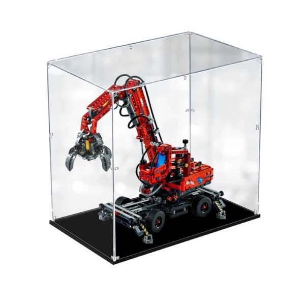 Acrylic Display Case for LEGO 42144 Technic Material Handler Figure Storage Box Dust Proof Glue Free