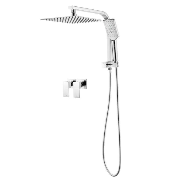 ACA WELS 10" Square Shower Head Set Handheld Gooseneck Arm Diverter w/Taps
