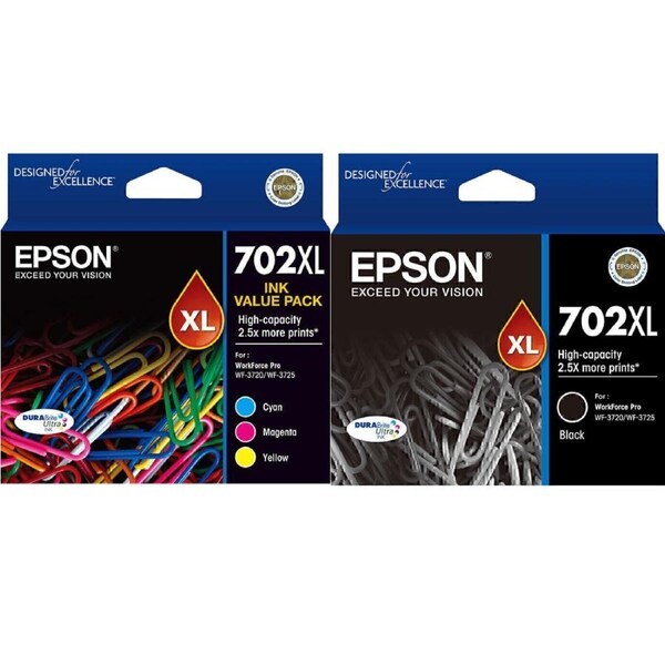 Epson 702XL Ink Cartridge High Yield Black/Cyan/Magenta/Yellow Set