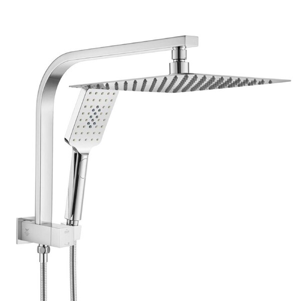 10" Square Ultrathin Shower Head Set Handheld Heads Gooseneck Wall Arm Chrome WELS