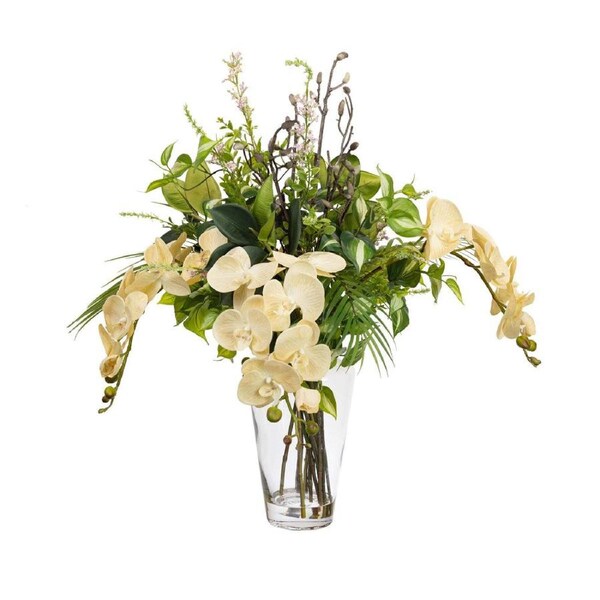 Glamorous Fusion All Round Orchid Artificial Faux Plant Flower Decorative Arrangement 76cm