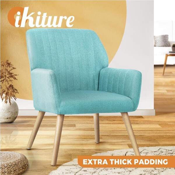 Oikiture Armchair Lounge Sofa Chair Fabric Accent Chairs Armchairs Couches Blue
