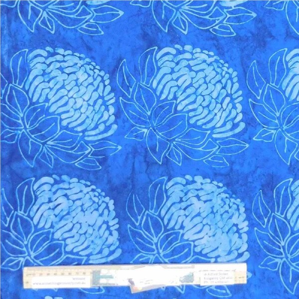 Quilting Patchwork Fabric Sewing Blue Waratah BATIK Wide Backing 270x50cm