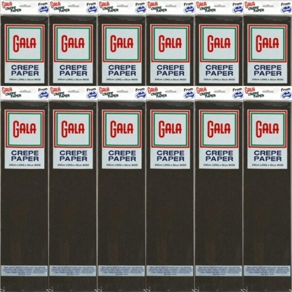 Gala Crepe Paper 2400x500mm Black Pack 12 BULK