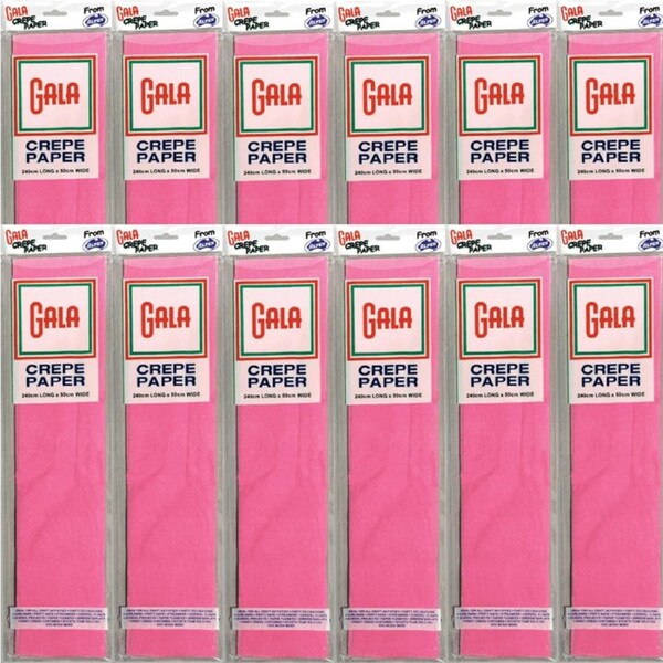 Gala Crepe Paper 2400x500mm Pink Pack 12 BULK