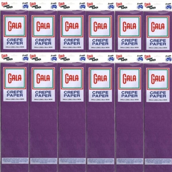 Gala Crepe Paper 2400x500mm Purple Pack 12 BULK