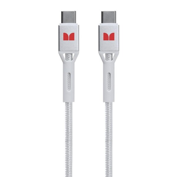 Monster Braided Tough 1.2M USB-C to USB-C Charging/Sync Phone Power Cable White
