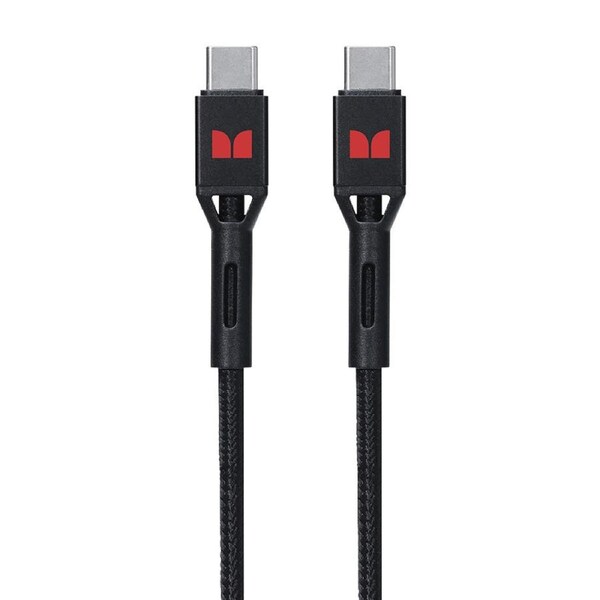 Monster Braided Tough 1.2M USB-C to USB-C Charging/Sync Phone Power Cable Black