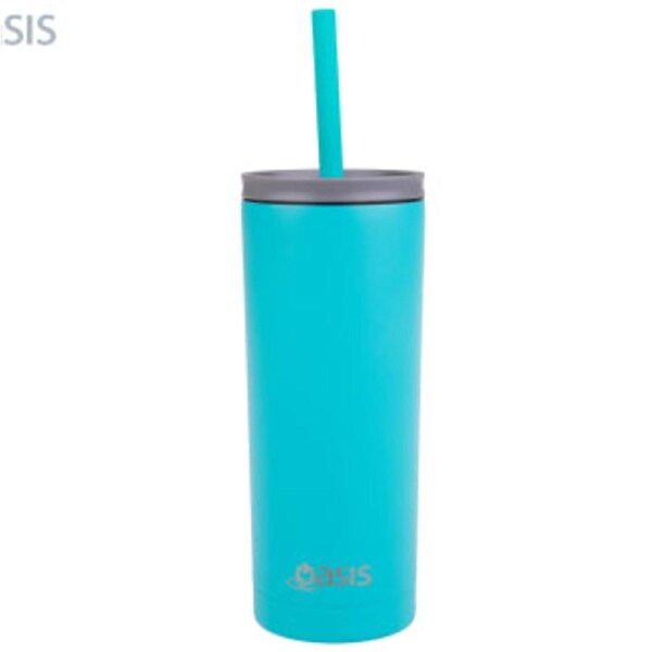 Oasis 600mL Double Wall Insulated Super Sipper Tumbler w/ Straw & Lid - Turquoise