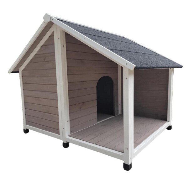 YES4PETS L Timber Pet Dog Kennel House Puppy Wooden Timber Cabin 130x105x100cm Grey