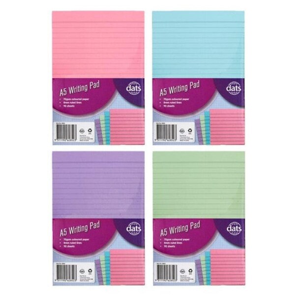 A5 Writing Pad Colored - Ruled