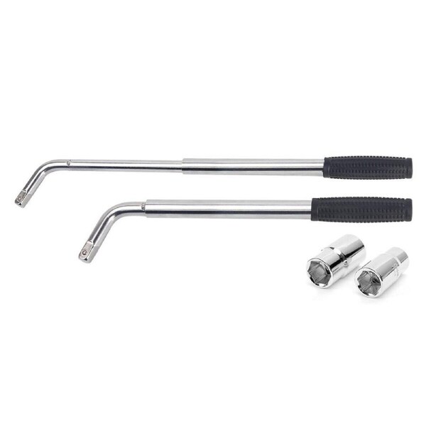 Extendable Car Wheel Brace Heavy Duty Nut Lug Wrench Sockets 17/19mm & 21/23mm