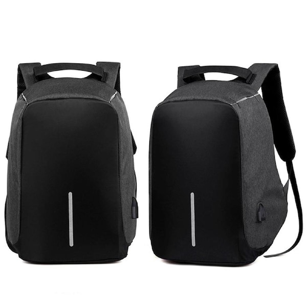 Black Backpack Waterproof bag School Travel Laptop Bags USB Charging