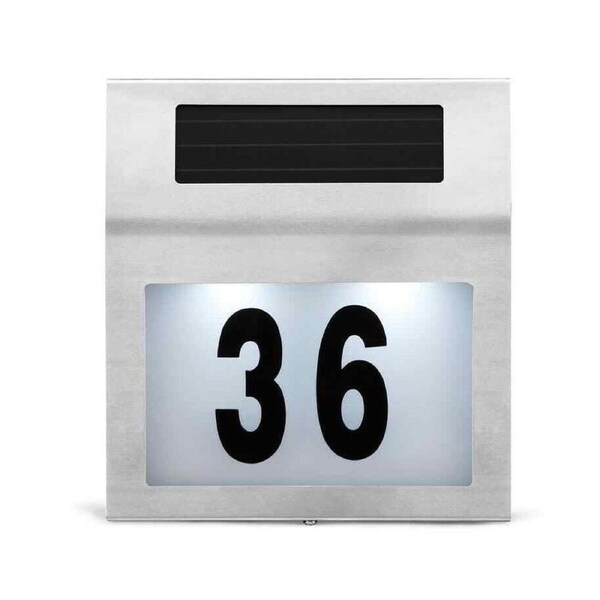 Solar Powered House Number LED Light Stainless Steel Address Signs Plaques