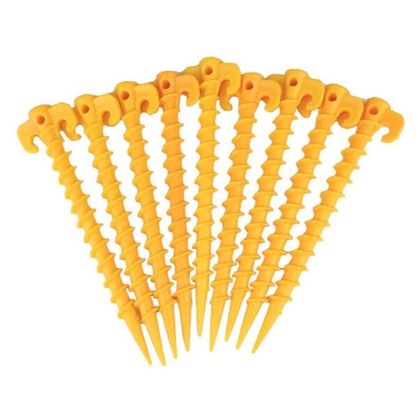 10x Screw Tent Pegs Ground Stakes Spiral Nails Plastic Tarp Outdoor Camping