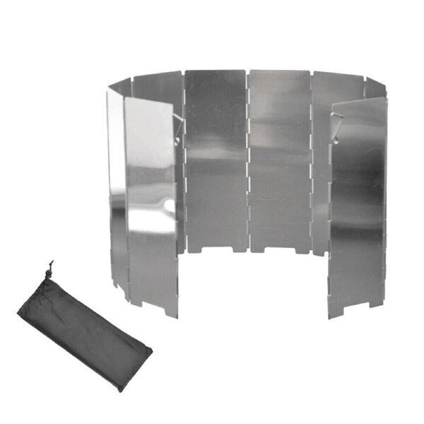 10 Plates Stove Wind Shield Screen Foldable BBQ Gas Aluminum Camping Cooker
