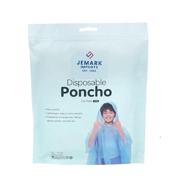 20 x Disposable Kids Hooded Poncho Raincoat Jacket Hiking Camping Waterproof