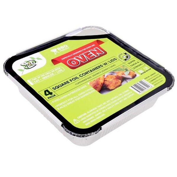 96x Aluminium Foil Tray W/Lid Disposable Container BBQ Oven Baking Roasting Tray