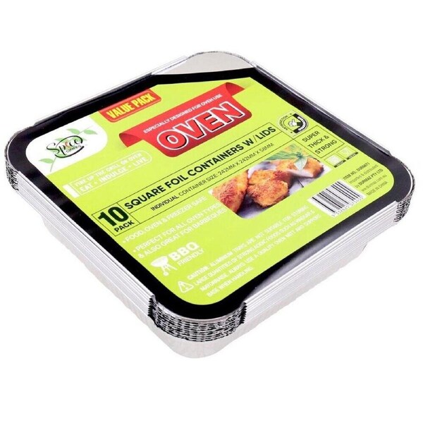 240 x Aluminium Foil Tray W/Lid Disposable Container BBQ Oven Baking Roasting