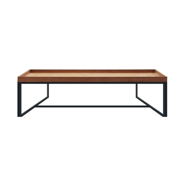 HomeStar Regent Rectangle Coffee Table Black Powdercoated Metal Legs - Oak veneer