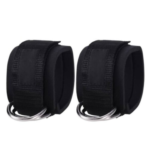 Weight Lifting Ankle D-Ring Pair Pulley Cable Attachment Gym Leg Strap - 2pcs