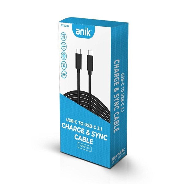 Anik AT1218 3A USB Type-C to USB Type-C 3.1 PD enabled Charge Cable 1M