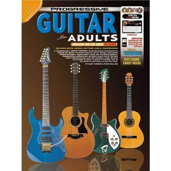 Progressive Guitar For Adults Book/CD/DVD(2)/DVD-Rom Book