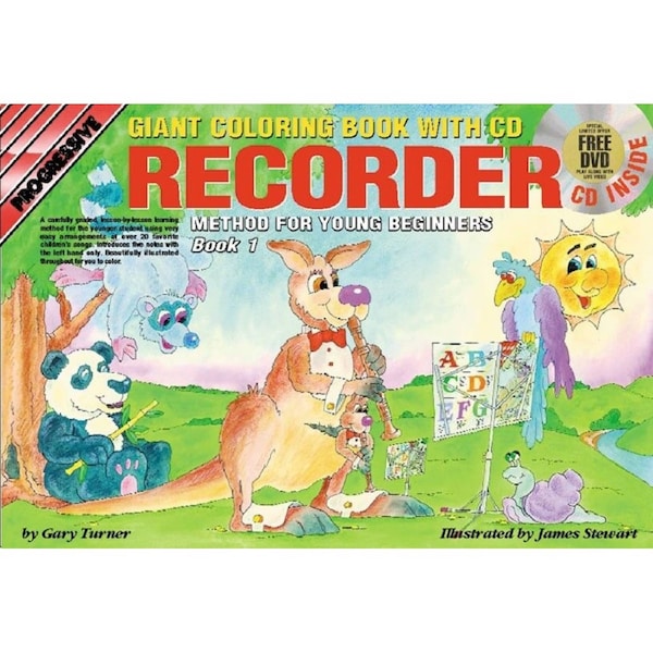 Progressive Recorder Book 1 for Young Beginners with Colouring Book, CD, and DVD