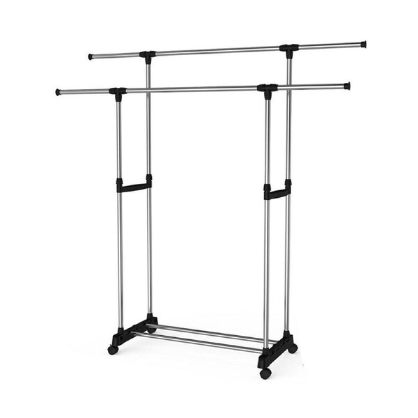 Double Clothes Stainless Rack Hanger Garment Cloth Holder Coat Adjustable