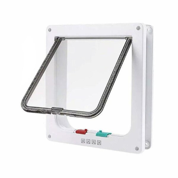 4-Way Safe Lockable Locking Pet Cat Dog Door Brushy Flap Screen