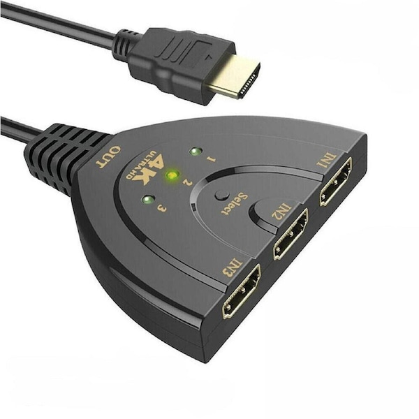 HDMI 4K Switch 3 In 1 out Switcher Selector Splitter Hub for 1080p HDTV