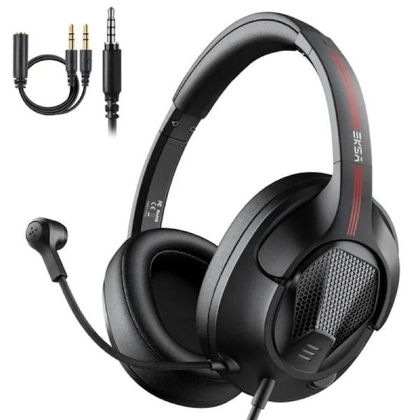 Eksa E3d Wired Gaming Stereo Headphones - Black W Microphone #E3d-b