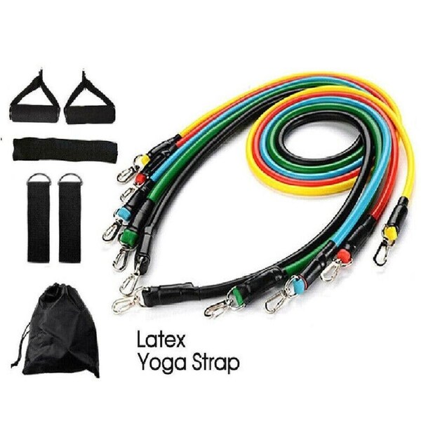 11pcsYoga Strap Latex Resistance Bands Exercise Home Gym Tube Fitness Elastic