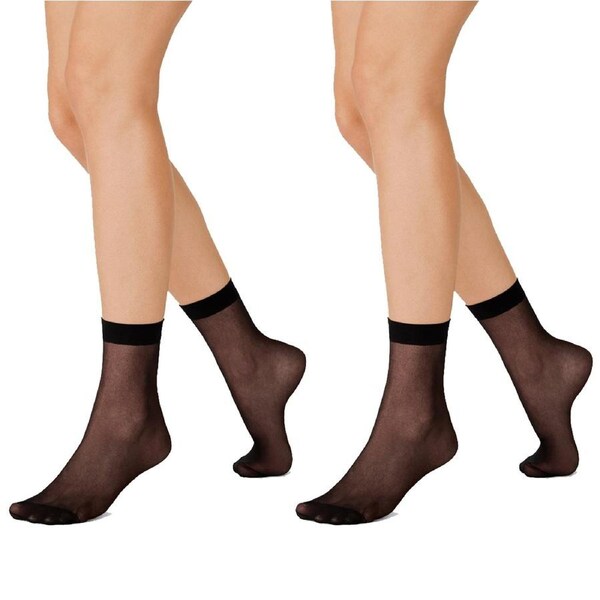 Kayser 2 Pack Sheer Anklets 15 Denier Women Stockings Socks Tights Black H10203