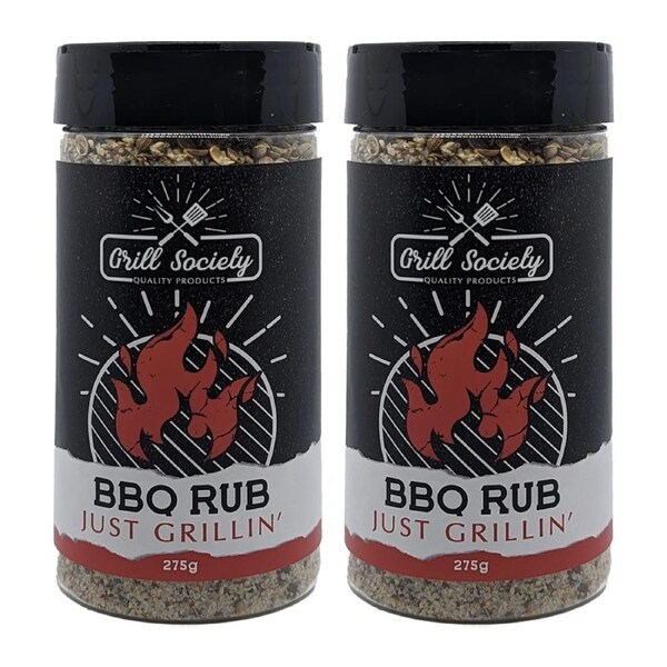 2x Grill Society Just Grillin' Barbeque/Grill Spice Rub BBQ Gourmet Seasoning