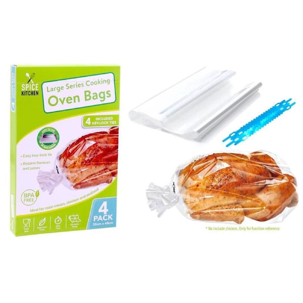 20PCS Large Cooking Oven Bags with Lock Tie Clear Roasting Storage Bags 48x35CM