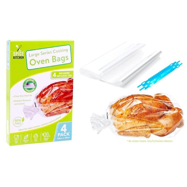 40 x Large Cooking Oven Bags Lock Tie Clear Roasting Storage Grill Bags 48x35cm
