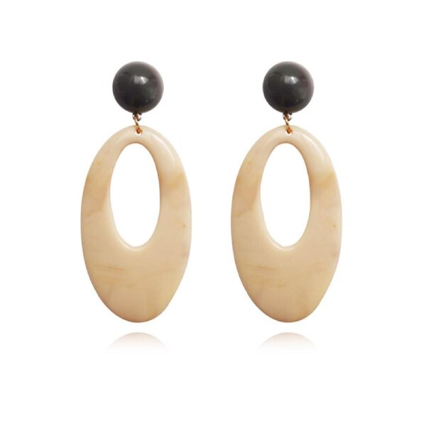 Culturesse Elda 7cm Geometric Drop Earrings Jewellery For Pierced Ears Beige