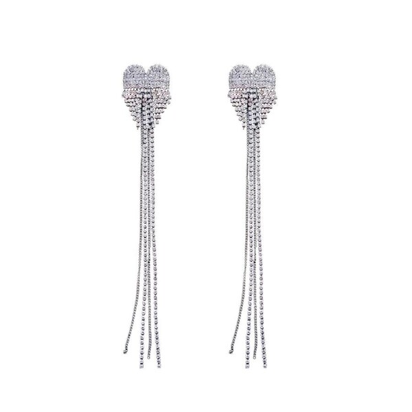 Culturesse Bronte Catwalk Silver Plating Long Drop Earrings For Pierced Ears
