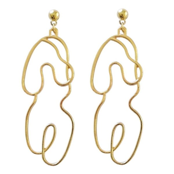 Culturesse Eimear Female Body Line Art Gold Plating Earrings For Pierced Ears