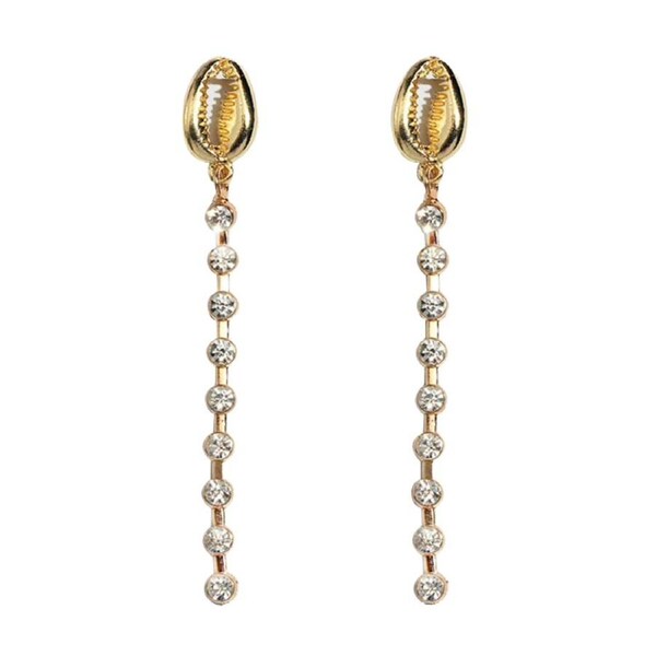 Culturesse DeDe Diamantes14K Gold Plating Shell Womens Earrings For Pierced Ears