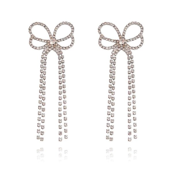 Culturesse Annelise Crystal Diamantes Silver Plating Earrings For Pierced Ears