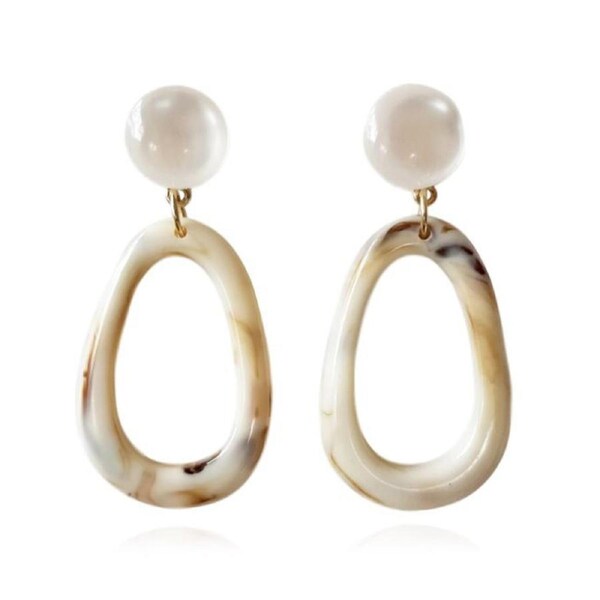 Culturesse Naeva 6cm Marble Loop Earrings Fashion For Pierced Ears Butterscotch