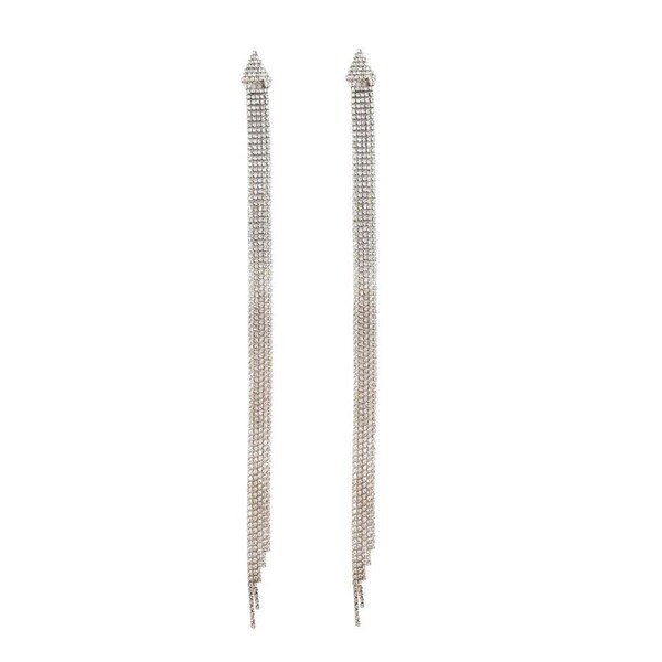 Culturesse Opal Diamantes Silver Plating Long Drop Earrings For Pierced Ears