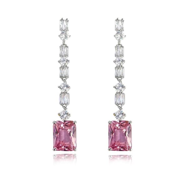 Culturesse Annalee Silver Plating Crystals Drop Earrings Blush Women Fashion