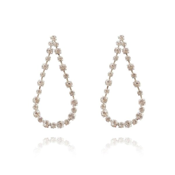 Culturesse Blake 11cm Water Drop Earrings Silver Plated For Pierced Ears Crystal